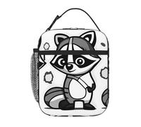 YYHWHJDE Portable Insulated Lunch Bag Cartoon Raccoon Pattern Reusable Lunch Bag Durable for Men and Women Easy Carrying