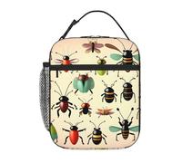 YYHWHJDE Portable Insulated Lunch Bag Cartoon Small Insects Pattern Reusable Lunch Bag Durable for Men and Women