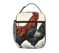YYHWHJDE Portable Insulated Lunch Bag Chicken and Rooster Picture Reusable Lunch Bag Durable for Men and Women Easy Carrying
