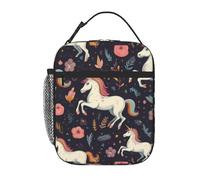 YYHWHJDE Portable Insulated Lunch Bag Colorful Horses Running Picture Reusable Lunch Bag Durable for Men and Women Easy Carrying