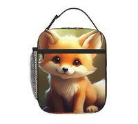 YYHWHJDE Portable Insulated Lunch Bag Cute Baby Fox Pattern Reusable Lunch Bag Durable for Men and Women Easy Carrying