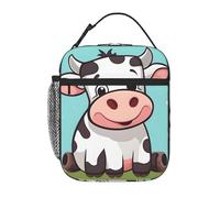 YYHWHJDE Portable Insulated Lunch Bag Cute Cartoon Cow Picture Reusable Lunch Bag Durable for Men and Women Easy Carrying