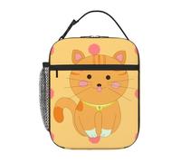 YYHWHJDE Portable Insulated Lunch Bag Cute Cartoon Kitten Pattern Reusable Lunch Bag Durable for Men and Women Easy Carrying