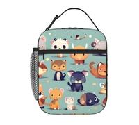 YYHWHJDE Portable Insulated Lunch Bag Cute Little Animals Pattern Reusable Lunch Bag Durable for Men and Women