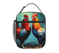 YYHWHJDE Portable Insulated Lunch Bag Cute Rooster Chickens Pattern Reusable Lunch Bag Durable for Men and Women Easy Carrying