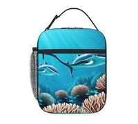 YYHWHJDE Portable Insulated Lunch Bag Deep Sea Whales Pattern Reusable Lunch Bag Durable for Men and Women Easy Carrying