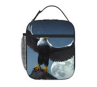 YYHWHJDE Portable Insulated Lunch Bag Eagle Under The Stars Pattern Reusable Lunch Bag Durable for Men and Women