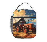 YYHWHJDE Portable Insulated Lunch Bag Farm Red Tractor Prints Reusable Lunch Bag Durable for Men and Women Easy Carrying
