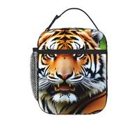 YYHWHJDE Portable Insulated Lunch Bag Fierce Tiger Picture Reusable Lunch Bag Durable for Men and Women Easy Carrying