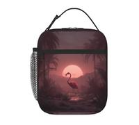 YYHWHJDE Portable Insulated Lunch Bag Flamingos in The Morning Picture Reusable Lunch Bag Durable for Men and Women Easy Carrying