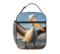 YYHWHJDE Portable Insulated Lunch Bag Funny Pelican Pattern Reusable Lunch Bag Durable for Men and Women Easy Carrying
