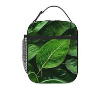 YYHWHJDE Portable Insulated Lunch Bag Green Leaf Nature Pattern Reusable Lunch Bag Durable for Men and Women