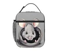 YYHWHJDE Portable Insulated Lunch Bag Grey Rat Prints Reusable Lunch Bag Durable for Men and Women Easy Carrying