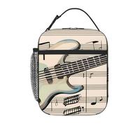 YYHWHJDE Portable Insulated Lunch Bag Guitar Bass Music Musical Instruments Pattern Reusable Lunch Bag Durable for Men and Women