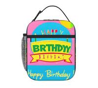 YYHWHJDE Portable Insulated Lunch Bag Happy Birthday Balloon Pattern Reusable Lunch Bag Durable for Men and Women