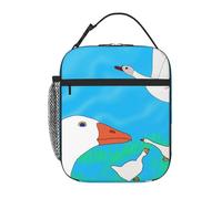 YYHWHJDE Portable Insulated Lunch Bag Happy White Goose Pattern Reusable Lunch Bag Durable for Men and Women