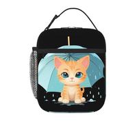 YYHWHJDE Portable Insulated Lunch Bag Kitten Taking shelter from The rain Picture Reusable Lunch Bag Durable for Men and Women Easy Carrying