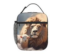 YYHWHJDE Portable Insulated Lunch Bag Lamb with A Lion On The Clouds Pattern Reusable Lunch Bag Durable for Men and Women