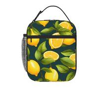 YYHWHJDE Portable Insulated Lunch Bag Lemon Fruit Picture Reusable Lunch Bag Durable for Men and Women Easy Carrying