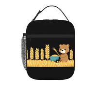YYHWHJDE Portable Insulated Lunch Bag Little Bear harvesting Wheat Picture Reusable Lunch Bag Durable for Men and Women Easy Carrying