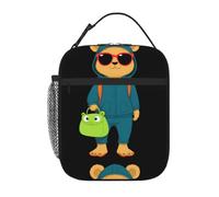 YYHWHJDE Portable Insulated Lunch Bag Little Bear in Sunglasses with a Frog Bag Pattern Reusable Lunch Bag Durable for Men and Women Easy Carrying
