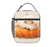 YYHWHJDE Portable Insulated Lunch Bag Little Fat Sheep on The Pumpkin Prints Reusable Lunch Bag Durable for Men and Women Easy Carrying