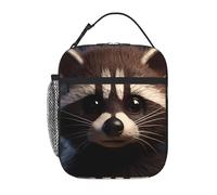 YYHWHJDE Portable Insulated Lunch Bag Little Raccoon Face Pattern Reusable Lunch Bag Durable for Men and Women Easy Carrying