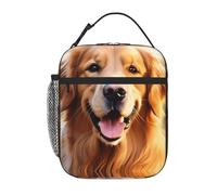 YYHWHJDE Portable Insulated Lunch Bag Lovely Golden Retriever Dog Pattern Reusable Lunch Bag Durable for Men and Women