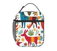 YYHWHJDE Portable Insulated Lunch Bag Mexican Otomi Animals Pattern Reusable Lunch Bag Durable for Men and Women Easy Carrying