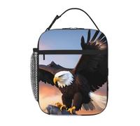 YYHWHJDE Portable Insulated Lunch Bag Mighty Bald Eagle Pattern Reusable Lunch Bag Durable for Men and Women Easy Carrying