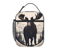 YYHWHJDE Portable Insulated Lunch Bag Moose Bear Deer Prints Reusable Lunch Bag Durable for Men and Women Easy Carrying