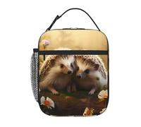 YYHWHJDE Portable Insulated Lunch Bag Nature Lovely Hedgehog Lovers Pattern Reusable Lunch Bag Durable for Men and Women