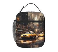 YYHWHJDE Portable Insulated Lunch Bag New York Fashion City Pattern Reusable Lunch Bag Durable for Men and Women Easy Carrying