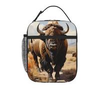 YYHWHJDE Portable Insulated Lunch Bag North American Bison Herd Prints Reusable Lunch Bag Durable for Men and Women Easy Carrying