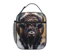 YYHWHJDE Portable Insulated Lunch Bag North American Bison Prints Reusable Lunch Bag Durable for Men and Women Easy Carrying