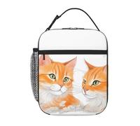 YYHWHJDE Portable Insulated Lunch Bag Orange Cats Pattern Reusable Lunch Bag Durable for Men and Women