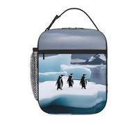 YYHWHJDE Portable Insulated Lunch Bag Penguins On The Iceberg Pattern Reusable Lunch Bag Durable for Men and Women Easy Carrying