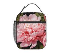 YYHWHJDE Portable Insulated Lunch Bag Peony Flowers Blossom Picture Reusable Lunch Bag Durable for Men and Women Easy Carrying
