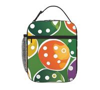 YYHWHJDE Portable Insulated Lunch Bag Pickleball Balls Colors Pattern Pattern Reusable Lunch Bag Durable for Men and Women