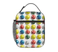 YYHWHJDE Portable Insulated Lunch Bag Pickleball Balls Colors Pattern Picture Reusable Lunch Bag Durable for Men and Women Easy Carrying