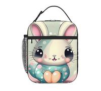 YYHWHJDE Portable Insulated Lunch Bag Pink Cartoon Bunny Pattern Reusable Lunch Bag Durable for Men and Women