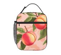 YYHWHJDE Portable Insulated Lunch Bag Pink Peach Pattern Picture Reusable Lunch Bag Durable for Men and Women Easy Carrying