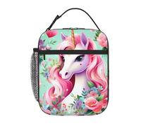 YYHWHJDE Portable Insulated Lunch Bag Pink Unicorn Prints Reusable Lunch Bag Durable for Men and Women Easy Carrying