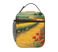 YYHWHJDE Portable Insulated Lunch Bag Poppies Field Yellow Brick Road Pattern Reusable Lunch Bag Durable for Men and Women Easy Carrying