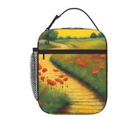 YYHWHJDE Portable Insulated Lunch Bag Poppies Field Yellow Brick Road Prints Reusable Lunch Bag Durable for Men and Women Easy Carrying