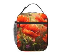 YYHWHJDE Portable Insulated Lunch Bag Poppies in Bloom Pattern Reusable Lunch Bag Durable for Men and Women Easy Carrying