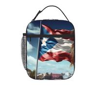 YYHWHJDE Portable Insulated Lunch Bag Puerto rico Wallpaper Flag Pattern Reusable Lunch Bag Durable for Men and Women Easy Carrying