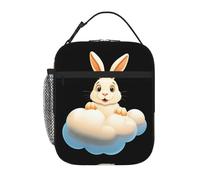 YYHWHJDE Portable Insulated Lunch Bag Rabbit on The Cloud Prints Reusable Lunch Bag Durable for Men and Women Easy Carrying