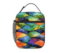 YYHWHJDE Portable Insulated Lunch Bag Rainbow Fish Scale Prints Reusable Lunch Bag Durable for Men and Women Easy Carrying