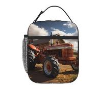 YYHWHJDE Portable Insulated Lunch Bag Red Tractor Pattern Reusable Lunch Bag Durable for Men and Women
